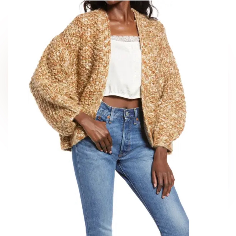 Blank NYC Brown Marled Crop Open Front Cardigan from Nordstrom